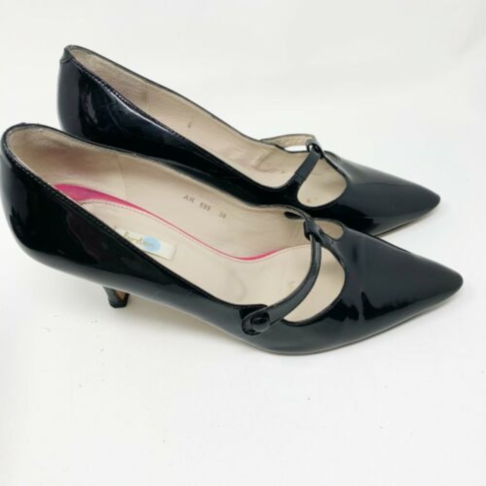 Boden Sixties T-Bar Black Patent Leather Heels